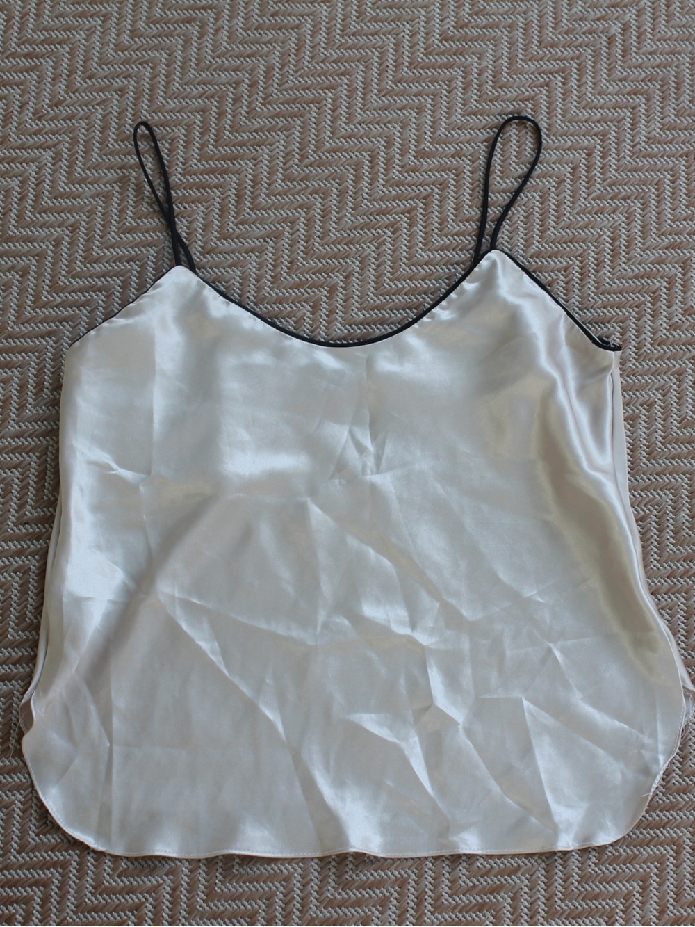 Vintage Dior White Satin Camisole with Black Trim